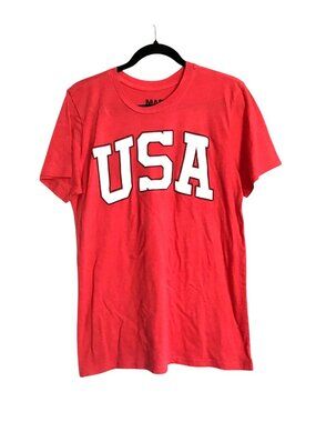 MAD ENGINE- WOMENS RED GRAPHIC CREW NECK SHORT SLEEVE COTTON T-SHIRT SIZE MEDIUM